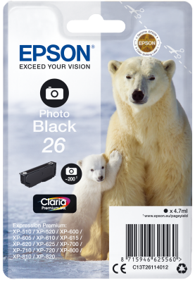 TUSZ ORYGINALNY EPSON T2611 C13T26114012 PHOTO CZARNY 4,7 ML