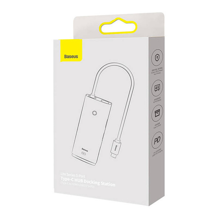 HUB BASEUS 5-PORTOWY USB-C DO HDMI+USB3.0X3+PD (CZARNY)