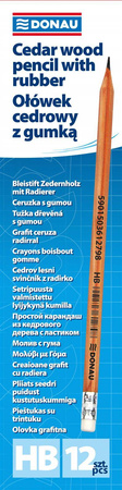OŁÓWEK OSTRZONY Z GUMKĄ DONAU NATURALNY HB