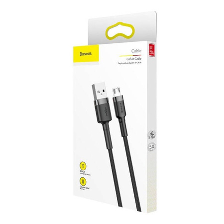 KABEL USB DO MICRO USB BASEUS CAFULE 1.5A 2M (SZARO-CZARNY)
