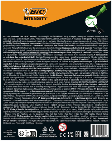 PISAKI DWUSTRONNE BIC INTENSITY DUAL TIP PASTEL 989695 MIX*12
