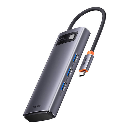 HUB 6W1 BASEUS METAL GLEAM SERIES, USB-C DO 3X USB 3.0 + USB-C PD + MICROSD/SD
