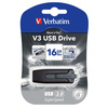 VERBATIM USB FLASH DISK, USB 3.0, 16GB, V3, STORE N GO, CZARNY, 49172, USB A, Z WYSUWANYM ZŁĄCZEM