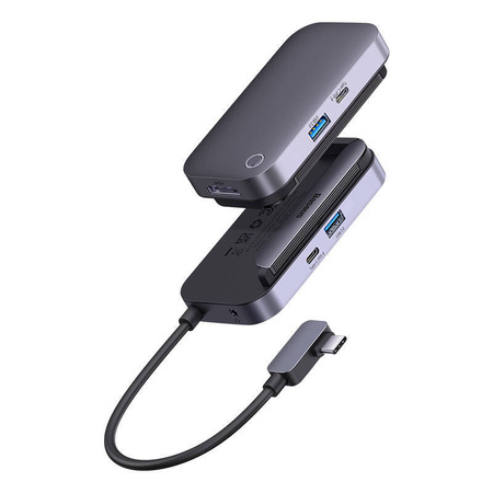 HUB 4W1 BASEUS PADJOY SERIES USB-C DO USB 3.0 + HDMI + USB-C PD + JACK 3.5MM (SZARY)