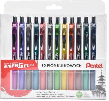 DŁUGOPIS KULKOWY PENTEL ENERGEL BL77-ST12PL MIX*12 12SZT