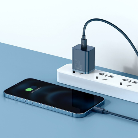 Ładowarka sieciowa BASEUS Super Si 20W + USB-C-Lightning 1m (niebieska)