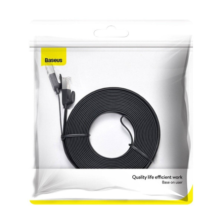 PŁASKI KABEL SIECIOWY BASEUS HIGH SPEED, ETHERNET RJ45, GIGABIT, CAT.6, 8M (CZARNY)