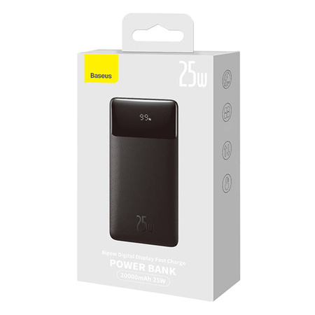POWERBANK BASEUS BIPOW, 20000MAH, 2X USB, USB-C, 25W (CZARNY)
