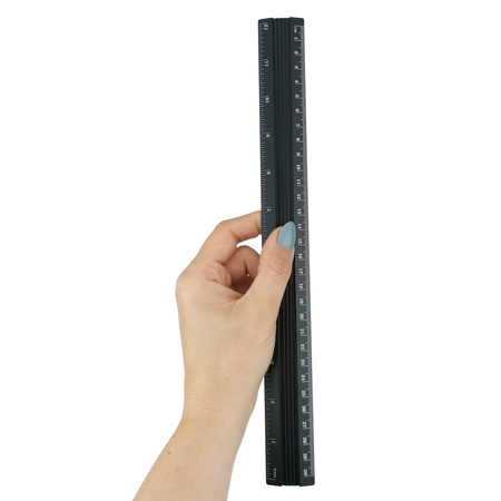 LINIJKA ALUMINIOWA 30CM D.RECT CZARNA