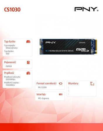 PNY DYSK SSD 250GB M.2 2280 CS1030 M280CS1030-250-RB