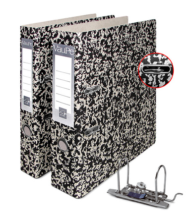 SEGREGATOR A4 TEKTURA VAUPE MARMUREK 75MM 020/99 CZARNO-BEŻOWY DŹWIGNIOWY