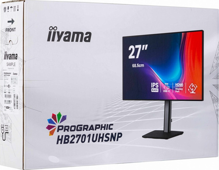 IIYAMA MONITOR 27 CALI PROGRAPHIC HB2701UHSNP-B1 4K,IPS BLACK 2.0,450CD,VESA USB-C DOCK(PD:96W),HDMI,DP,DAISY/CHAIN,4XUSB,RJ45,3000:1,SRGB:100%,DCI-P3