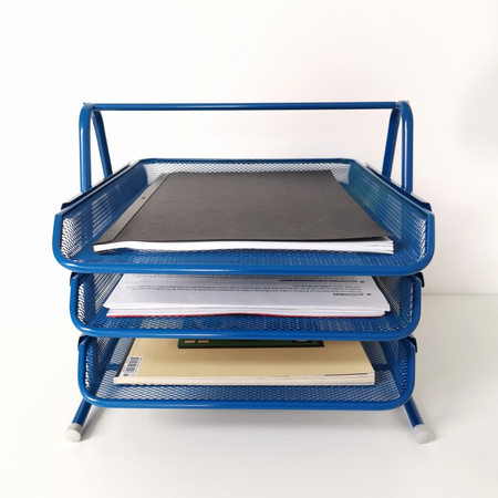 SZUFLADA NA DOKUMENTY 297X275X350MM LEVIATAN 3 SZUFLADY GRANATOWA METALOWA SIATKA 