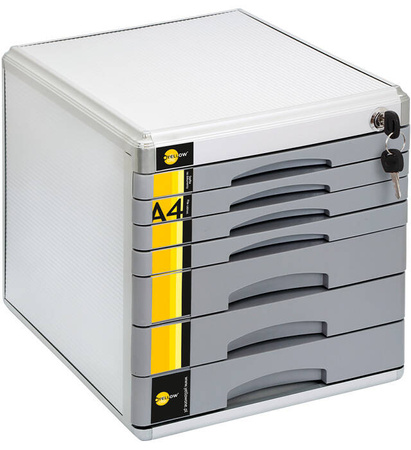 SZAFKA NA DOKUMENTY NA ZAMEK 7 SZUFLAD A4 YELLOW ONE YL-SM07M 120-1778 306X347X300MM METALOWA