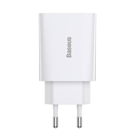 ŁADOWARKA SIECIOWA BASEUS SPEED MINI QUICK CHARGER, USB-C, PD, 3A, 20W (BIAŁA)
