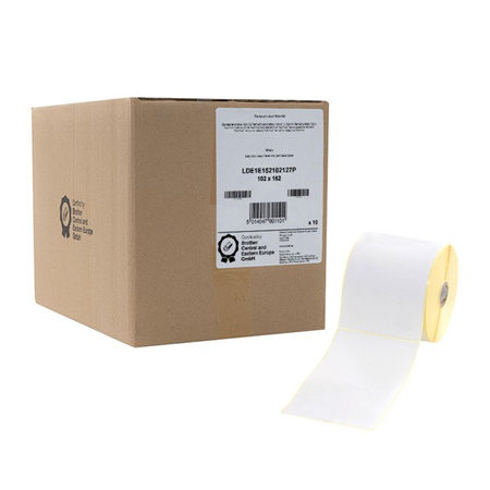 BROTHER ETYKIETY DO NADRUKU TERMICZNEGO 102MM X 152MM, BIAŁA, 550 SZT., LDE1E152102127P, DRUKARKI Z SERII TD