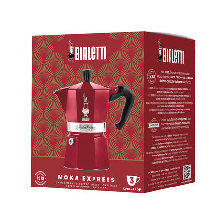 KAWIARKA BIALETTI - DECO GLAMOUR - MOKA EXPRESS 3TZ CZERWONA