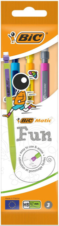 OŁÓWEK AUTOMATYCZNY Z GUMKĄ BIC MATIC FUN 0.7 880411 BLISTER 3SZT