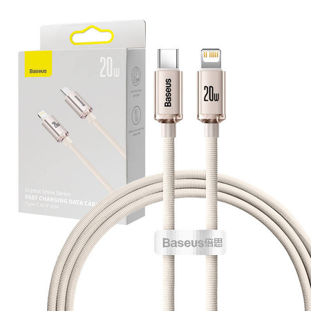 KABEL USB-C DO IP BASEUS CRYSTAL SHINE,  20W, 1.2M (RÓŻOWY)