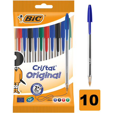 DŁUGOPIS JEDNORAZOWY BIC CRISTAL ORIGINAL 830865 MIX 1.0MM 10SZT