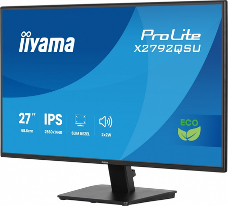 IIYAMA MONITOR 27 CALI X2792QSU-B1 IPS,QHD,120HZ,HDMI,DP, 350CD,1500:1,      CIENKIE RAMKI, 2XUSB 3.2, ERP B