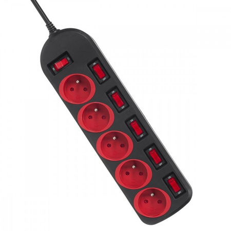 MACLEAN LISTWA ZASILAJĄCA MCE204 5 GNIAZD Z WŁĄCZNIKAMI