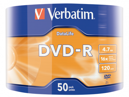 VERBATIM DVD-R, MATT SILVER, 43791, 4.7GB, 16X, WRAP, 50-PACK, BEZ MOŻLIWOŚCI NADRUKU, 12CM, DO ARCHIWIZACJI DANYCH