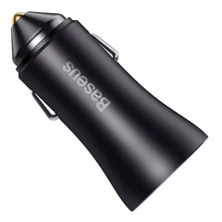 Ładowarka samochodowa Baseus Golden Contactor Max, 2x USB, 60W (szara)