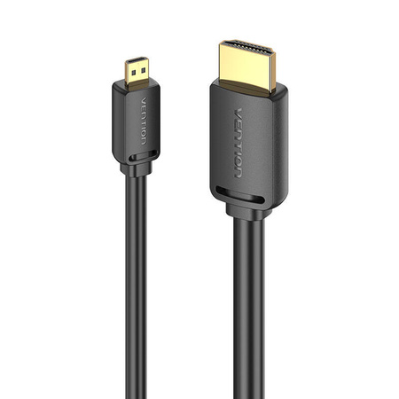 KABEL HDMI-D MĘSKI DO HDMI-A MĘSKI VENTION AGIBF 1M, 4K 60HZ (CZARNY)