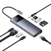 HUB 10W1 BASEUS METAL GLEAM II SERIES, USB-C DO 1XHDMI, USB-A (10GBPS), USB-C, 2XUSB-A, ETHERNET RJ45, KARTA SD/TF, MINI-JACK 3,5MM, USB-C(PD)