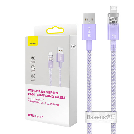 KABEL SZYBKO ŁADUJĄCY BASEUS USB-A DO LIGHTNING EXPLORER SERIES 2M, 2.4A (FIOLETOWY)