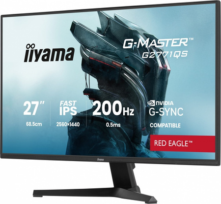 IIYAMA MONITOR 27 CALI G2771QS-B1 QHD,FAST IPS,DP,2XHDMI,200HZ, 350CD,ADAPTIVE G-SYNC - 2560 X 1440 @48-200HZ DISPLAYPORT ONLY