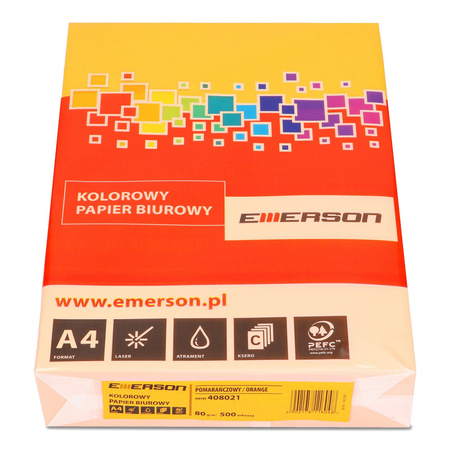 PAPIER KSERO KOLOR A4 EMERSON POMARAŃCZOWY 80G 500 ARK