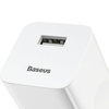 ŁADOWARKA SIECIOWA BASEUS CHARGING QUICK CHARGER, USB, QC 3.0, 24W (BIAŁA)