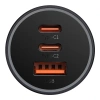 Ładowarka samochodowa Baseus Golden Contactor Pro, 2x USB-C, 1x USB, 65W (szara)