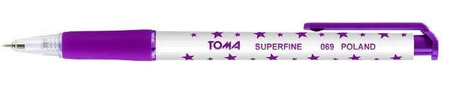 Długopis automatyczny TOMA SUPERFINE TO-069 8 2 fioletowy 0.5 ob. w gwiazdki