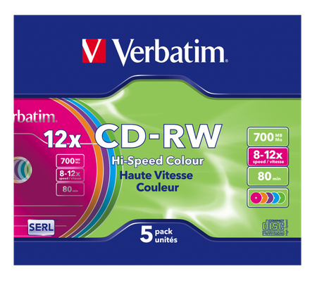 PŁYTA CD-RW 700MB 12X VERBATIM DATALIFE PLUS 43167 SLIM 5 SZT.