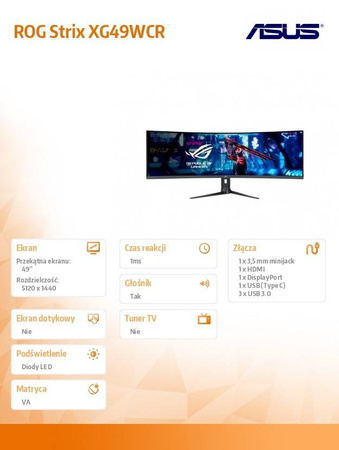 ASUS MONITOR 49 CALI XG49WCR