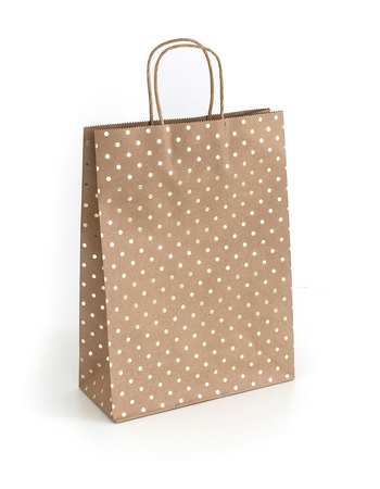 TOREBKA NA PREZENTY 33X10X24CM ARGO 257001 CIEMNOBEŻOWA SREBRNE KROPKI PAPIER KRAFT 5SZT