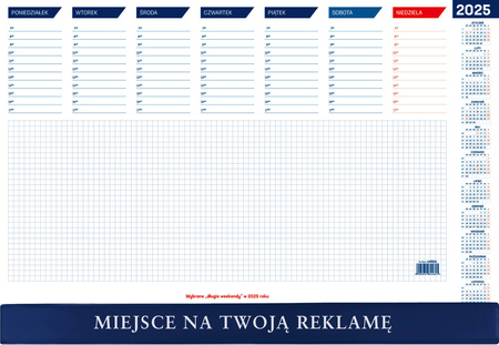 BIUWAR 470 X 320 MM TYGODNIOWY WOKÓŁ NAS ROK 2026 MAŁY KB052B. LISTWA PCV GRANATOWA