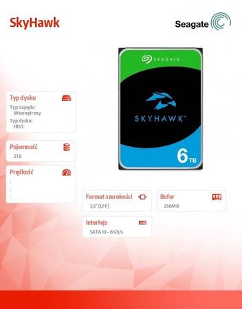 SEAGATE DYSK SKYHAWK 2TB 3,5 256MB ST2000VX017