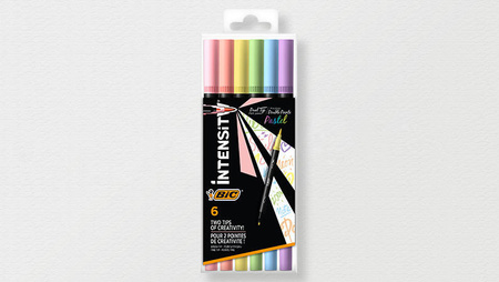 PISAKI DWUSTRONNE BIC INTENSITY DUAL TIP PASTEL 503826 MIX*6