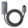 Ładowarka samochodowa Baseus Share Together z przedłużaczem, 2x USB, 2x USB-C, 120W (szara)