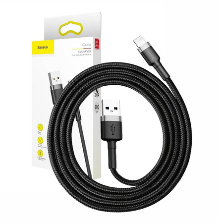 KABEL LIGHTNING USB BASEUS CAFULE 2,4A 0.5M (SZARO-CZARNY)