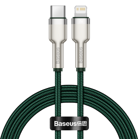 Kabel USB-C do Lightning Baseus Cafule, PD, 20W, 1m (zielony)