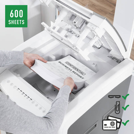 NISZCZARKA P-5 A4 LEITZ IQ OFFICE PRO 600 80180000 10 KARTEK 2X15MM 110 LITRÓW