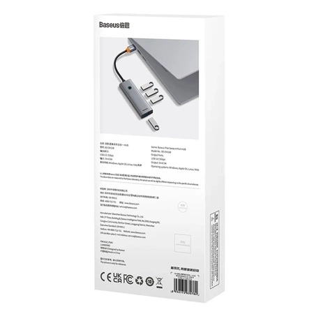 Hub 4w1 Baseus UltraJoy USB-A do 4xUSB 3.0 (szary)
