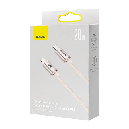 KABEL USB-C DO IP BASEUS CRYSTAL SHINE,  20W, 1.2M (RÓŻOWY)