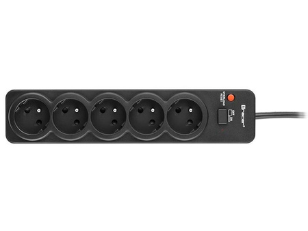 TRACER LISTWA ZASILAJĄCA POWERGUARD PRO 1.8M (5 GNIAZD, 1 WŁĄCZNIK) CZARNA