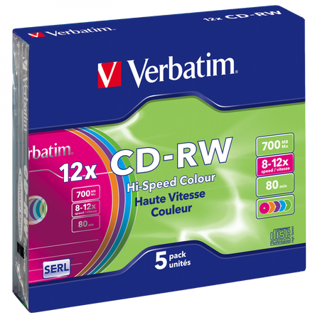 PŁYTA CD-RW 700MB 12X VERBATIM DATALIFE PLUS 43167 SLIM 5 SZT.